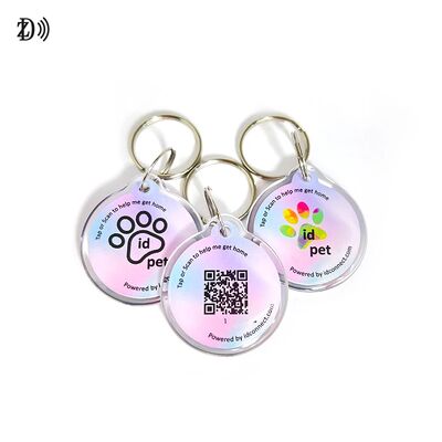 กระดูกสุนัขเอโปกซี่ รหัส QR ที่กําหนดเอง NTAG 216 888bytes สัตว์ RFID NFC Pet Tag สําหรับการติดตาม