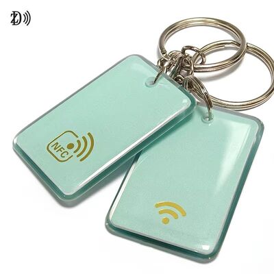 การ์ดควบคุมการเข้าถึงการพิมพ์ที่กําหนดเอง NFC 13.56Mhz RFID Epoxy Tag NFC Keychain MIFARE Classic EV1 1K