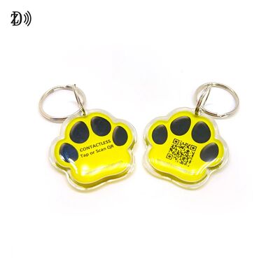 กระดูกสุนัขเอโปกซี่ รหัส QR ที่กําหนดเอง NTAG 216 888bytes สัตว์ RFID NFC Pet Tag สําหรับการติดตาม