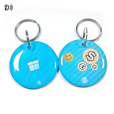 พวงกุญแจสมาร์ทอีพ็อกซี่ NTAG213 RFID Tag NFC แบบตั้งโปรแกรมได้ 13.56MHz