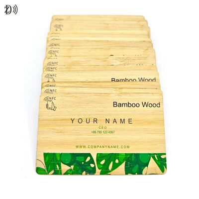 Factory Direct Sales Custom Logo Engraved Wooden RFID Business Card NFC ISO14443A 13.56MHz Blank Wood NFC Hotel Key ID Card